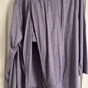 Purple Long Sleeve Cardigan with purple leggings